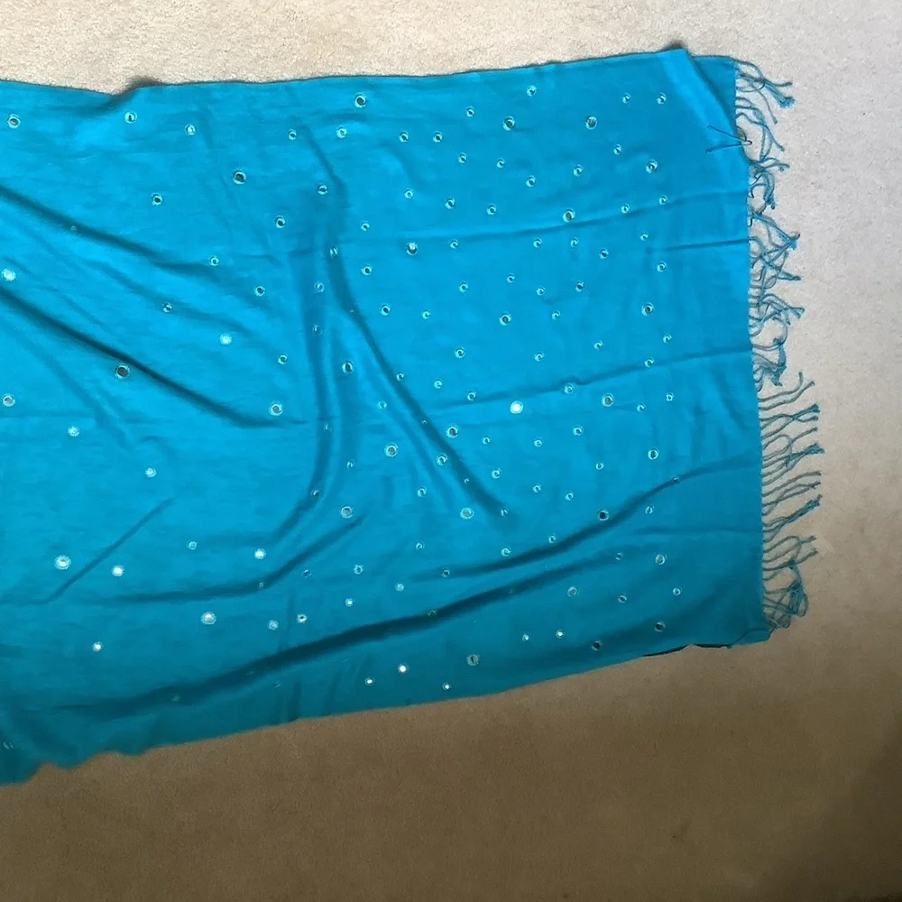 Halston Silk and Pashmina Fringed Scarf/Wrap